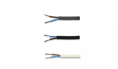 Lighting Mains Cable Flat Flex 2192Y 2 Core 0.5mm² 0.75mm² Black White Or Grey • £8