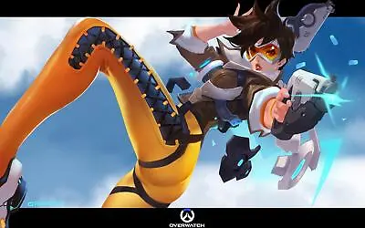 Anime Overwatch Tracer Weapon Video Game Art Pc Gaming Playmat Gaming Mat Desk • $62.37