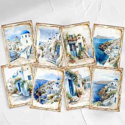 Greece Card Toppers Cardmaking Scrapbooking Tags Craft Greek Islands • £2.80