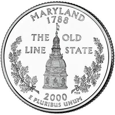 2000 D Maryland State Quarter Cent Coin From US Mint 25 Cents The Old Line 1788 • $1.99