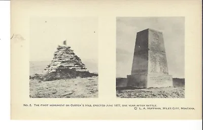 Postcard Rppc L A Huffman Photo No. 2 First Monument On Custer's Hill 1877 • $9