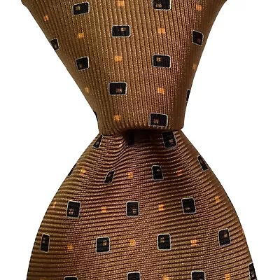 KITON Sevenfold Mens 100% Silk XL Necktie ITALY Luxury Geometric Brown/Black EUC • $90.99