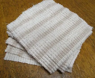 Set Of 10 - 6 Inch Vintage Cocoa Pink Silver Chenille Bedspread FABRIC Squares • $12.50