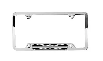 OEM Mini Cooper Polished Steel License Plate Frame Black Jack 51805A5CFB5 • $40.92