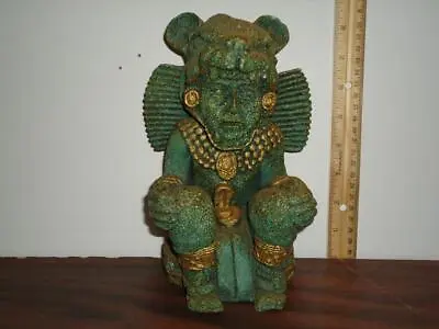 8  Vintage Zarebski Mexican Aztec Mayan God Green Stone Statue • $75.59