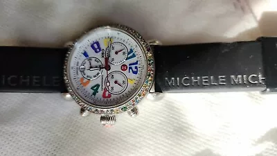 Michele CSX Carousel Chronograph Color 36mm Women’s Watch In Silver Tone With Bl • $98.68