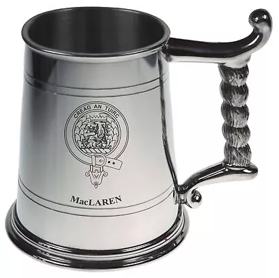 MacLaren Crest Tankard With Rope Handle In Polished Pewter 1 Pint Capacity • £74.99