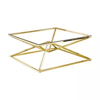 Best Master Furniture Coffee Table 39  Stainless Steel Gold W/ Tempered Glass • $625.56
