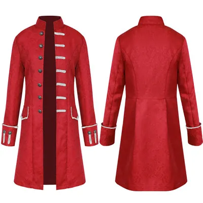 Mens Victorian Frock Coat Cosplay Suit Vintage Steampunk Tailcoat Jacket Gothic • $37.41