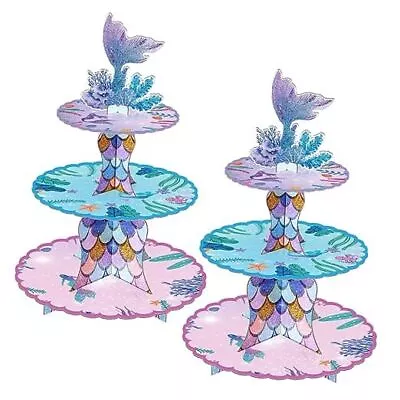 2 Pack Cupcake Stand Birthday Party Decorations Under The Sea Supplies Mermaid • $21.85