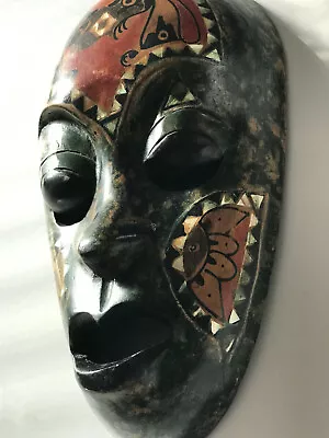 Hand Crafted Wooden Mask 10  With Mother Of Pearl Inlay • $32.99