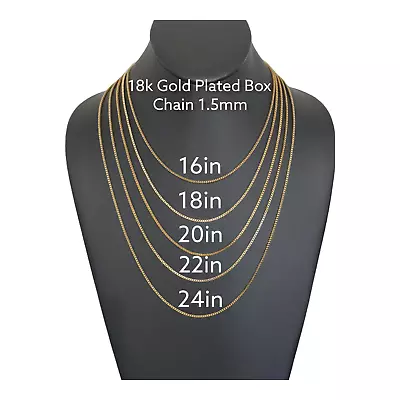 Stainless Steel Gold Plated  Box Chain 1.5mm Unisex Hip Hop Jewelry 16-24in • $4.99