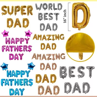 DAD Foil Balloons Happy Fathers Day SUPER DAD Balons Birthday Party DecorationUK • $9.33