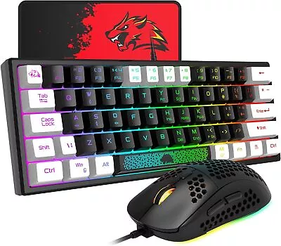 3 In 1 60%Wired Gaming Keyboard&Mouse Combo 61 Keys RGB Backlit Mechanical Feel • $41.99