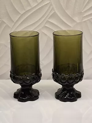 Set Of 2 Vintage Tiffin Glassware Franciscan Madeira Olive Green 1970’s MCM • $18.89