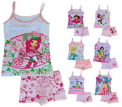 £2.96 • Buy Girls Character Vest Boxers Summer Set 2pc Official 2-8 Years Underwear Bnwt