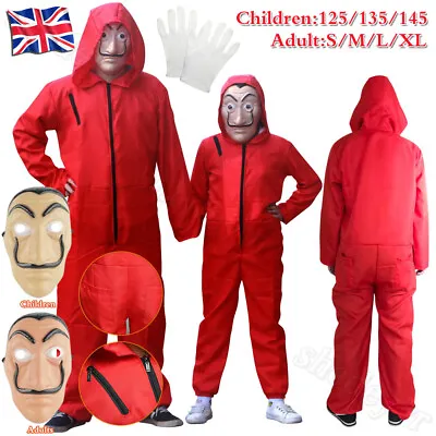 Halloween Salvador Dali La Casa De Papel Money Heist Costume Adult Kids Jumpsuit • £7.49