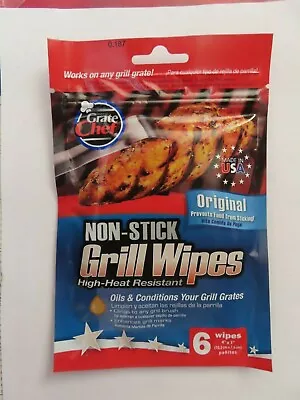 Grate Chef Non-Stick Grill Wipes High Heat Resistant 3  X 4   Pack Of 6   NEW • $4.49