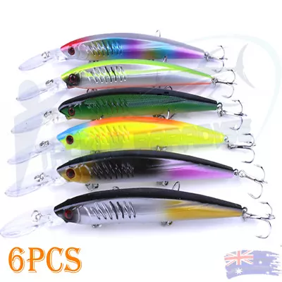 $14.99 • Buy 6x 150mm Diving Trolling Bait Hardbody Fishing Lure Tuna Kingfish Minnow Xrap