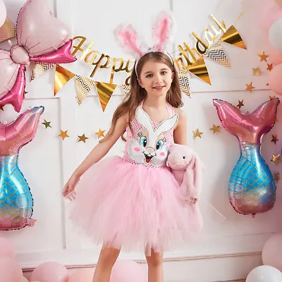 $38.99 • Buy Easter Rabbit Lovely Bunny Girls Tulle Tutu Dress Headband Kids Party Backless
