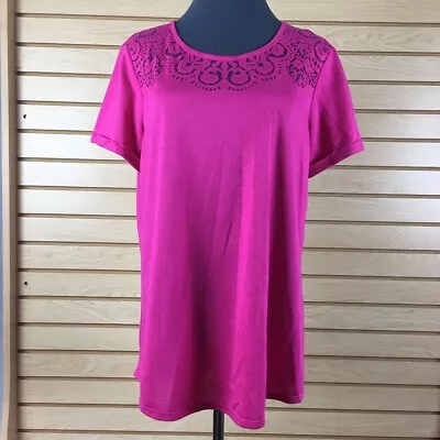 NWT C Wonder T-Shirt Women L Magenta Pink Rayon Blend Pullover • $7.97