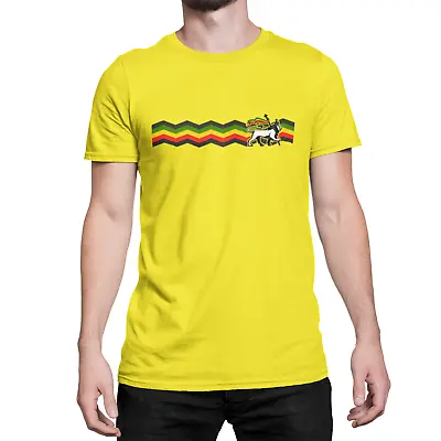 £10.45 • Buy LION JUDAH Rasta Strip Mens ORGANIC T-Shirt Jamaica Rastafarian Reggae Music Eco