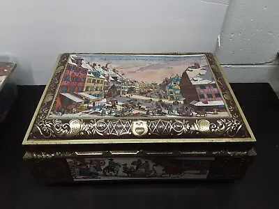 Vintage Large Cookie Biscuit Metal Tin Chest Box Bin Nuremberga E Otto Schmidt • $26.95