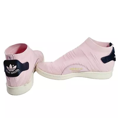 Adidas Stan Smith Shoes Womens US 7.5 Sock Primeknit Sneakers Pink Casual VGC • $69.98