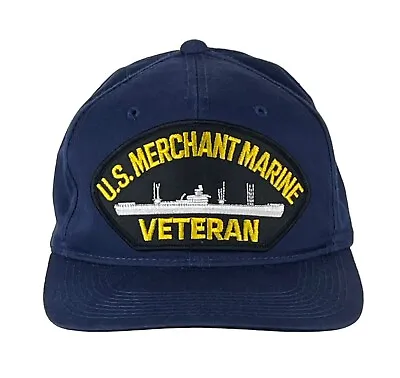 Vintage US Merchant Marine Veteran Blue Snapback Hat YoungAn Adjustable Cap • $21.99