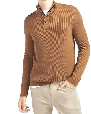 EXPRESS 1/4 Snap Button Solid Mock Neck Knit L/S Sweater Pullover Men’s XL NWT • $25