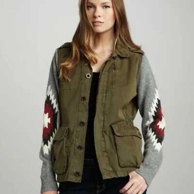 Free People X Maison Scotch Intarsia Sleeve Military Jacket Aztec XS S - $328 • $75