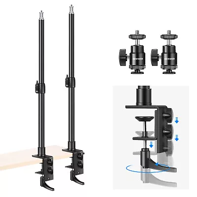 Neewer 2-Pack Adjustable Desk Mount C Clamp Light Stands With 1/4'' Head Adapter • $38.99