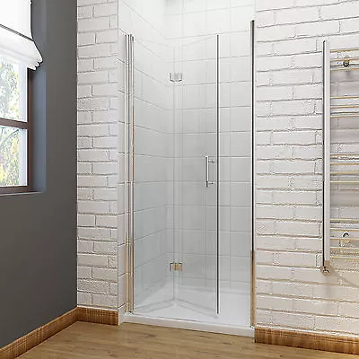 Frameless Bi Fold Shower Door Enclosure Walk In Glass Screen Cubicle 700-1000mm • £134.99