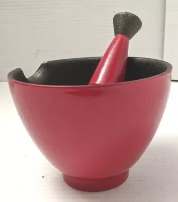 Red Cast Iron Mortar And Pestle 6 Inches Diameter  • $39.96