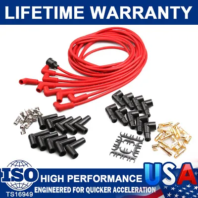 8mm Spark Plug Wire Cable Set For Wire Core Suppression V8 4041K 90 Degree Boots • $32.85