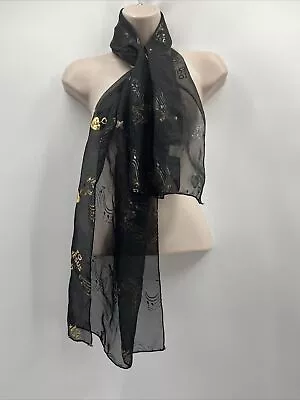 Black & Gold Sheer  Jesus I Love Jesus I Heart Jesus Music Note Scarf • $9.79