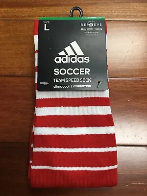 Adidas Team Speed Formation OTC Soccer Socks Size Large 9-13 Red White Climacool • $11.99