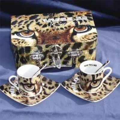 £10 • Buy Cat Animal Print Luxury Coffee Set + Lunch Box Widlife Cat Espresso 7 Piece Set