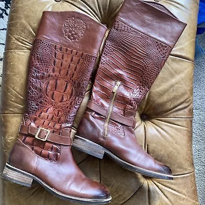 Vince Camuto Kamino Flavian Alligator Pattern Riding Boots Women’s Size 8. • $41.25