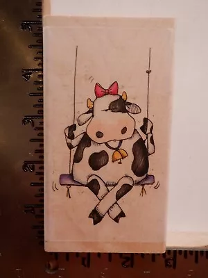 Whipper Snapper Moo'd Swing Cow On Swing Wood Rubber Stamp Euc L5110 • $32.95