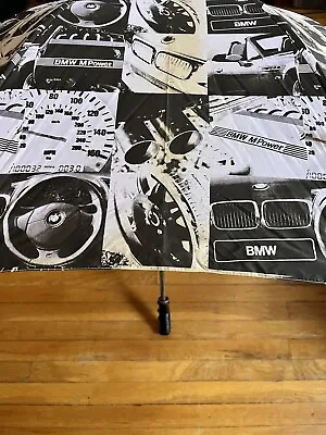 VINTAGE BMW M Power Umbrella Black White All Over Print Germany Cars 80s RARE • $42.50