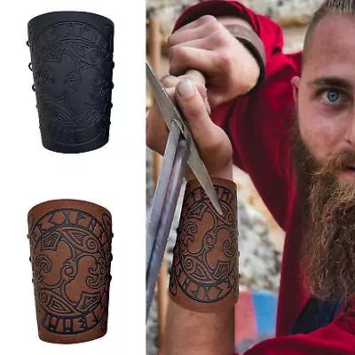 Viking Bracers Medieval Leather Bracers Arm Armor Gauntlet Wristband Arm Guards • $11.55