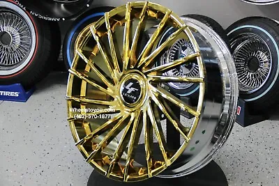 28  Inch Gold Lexani Wraith Wheels Rims Set (4) 6 Lug 6x139.7 6x5.5 Escalade RAM • $4980