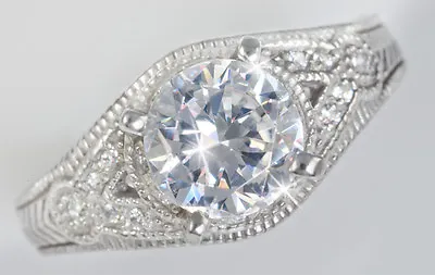  2 Ct Artisan Carved Ring Top Russian Quality CZ Imitation Moissanite Simulant 5 • $76.99