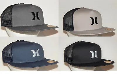 Hurley Icon Solid Flat Trucker Cap / Hat  Adjustable Snapback 5 Color Choices  • $19.99