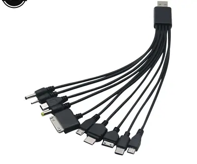 10 In 1 Universal USB Charger Cable For Mobile Phones IPhone Mp3 Nokia Samsung • £2.79