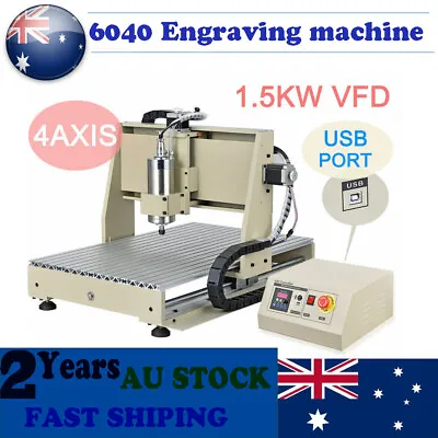 USB 4 Axis CNC 6040 Router Engraver Drilling Milling Machine 1500W AU Stock • $1800