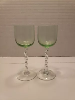 Vintage Green Glass Stemware Set Of 2 • $9.99