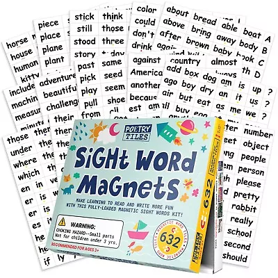 Poetry Tiles Sight Word Magnets For Fridge - 632 Pc Sight Words Magnets • $28.99