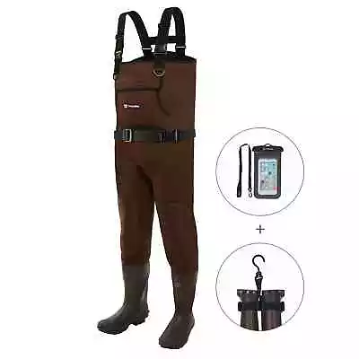 TideWe Men's Waterproof Nylon Chest Waders Fishing Hunting Brown Size 8 • $56.99